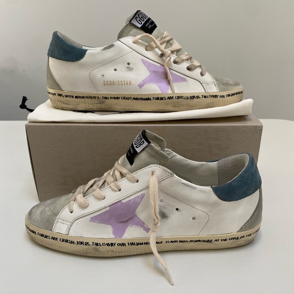 Golden Goose Superstar Sneaker in White/ Ice/ Pink/ Petrol size 40 New in Box - Picture 5 of 14